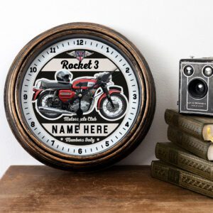 Personalised Motorcycle Wall Clock BSA Rocket 3 Biker Gift Motorbike Home Decor
