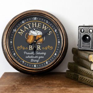 Personalised Pub Bar Wall Clock Bar Sign Beer Decor