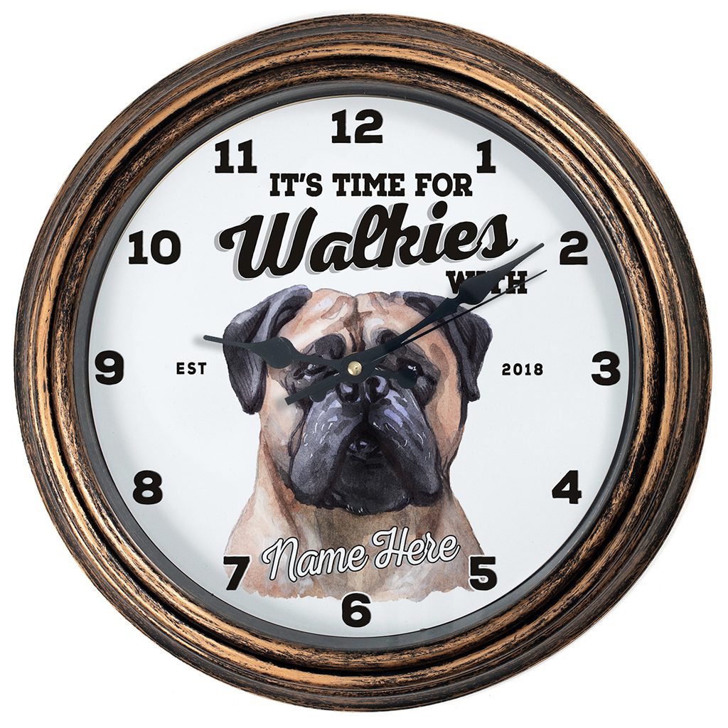 Personalised Bullmastiff Dog Wall Clock Pet Puppy Home Decor Family Gift