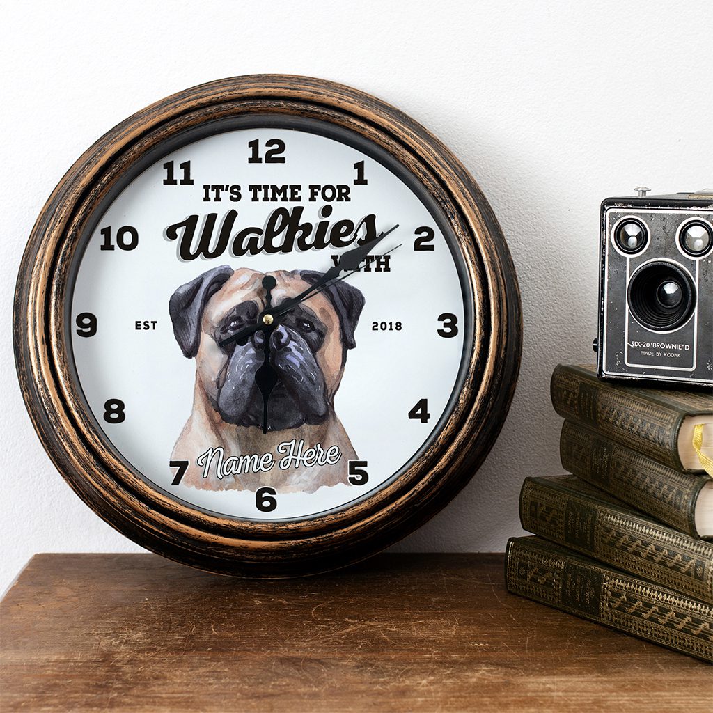 Personalised Bullmastiff Dog Wall Clock Pet Puppy Home Decor Family Gift