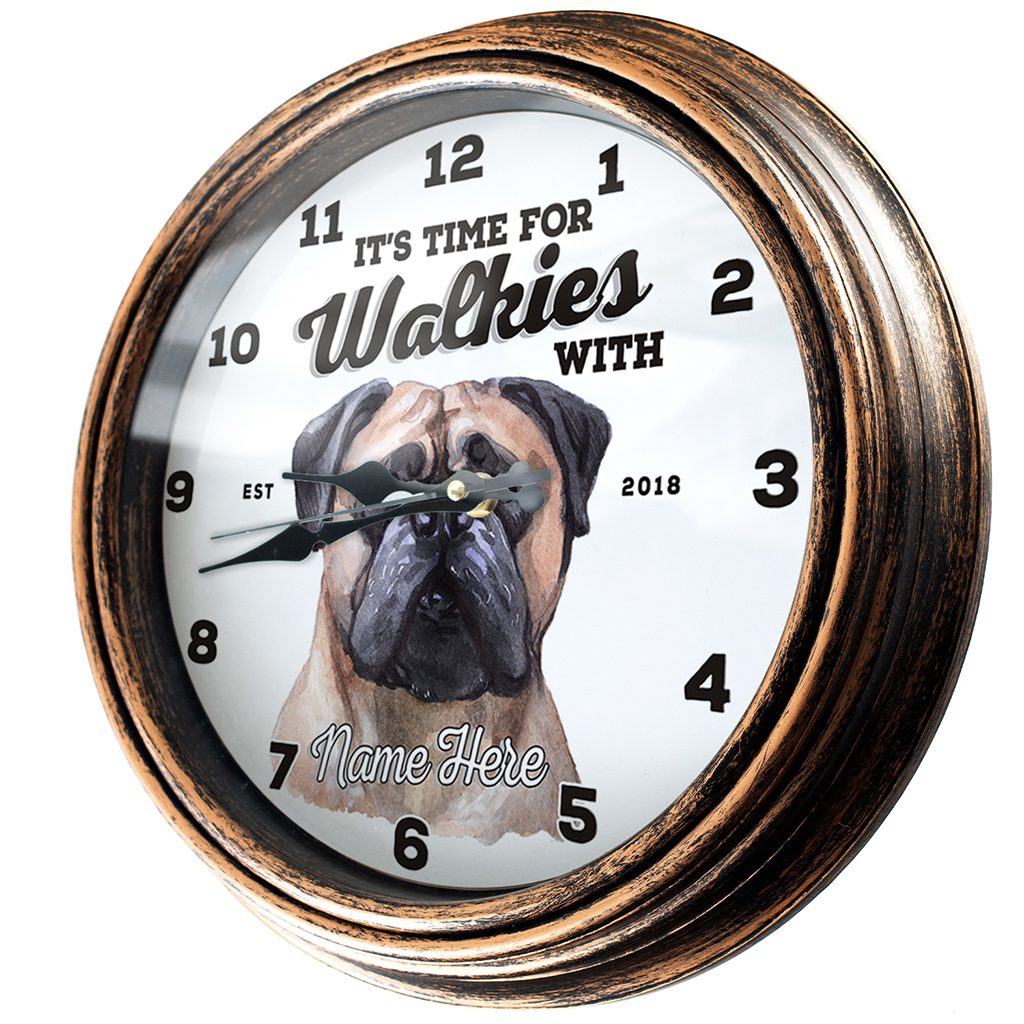 Personalised Bullmastiff Dog Wall Clock Pet Puppy Home Decor Family Gift
