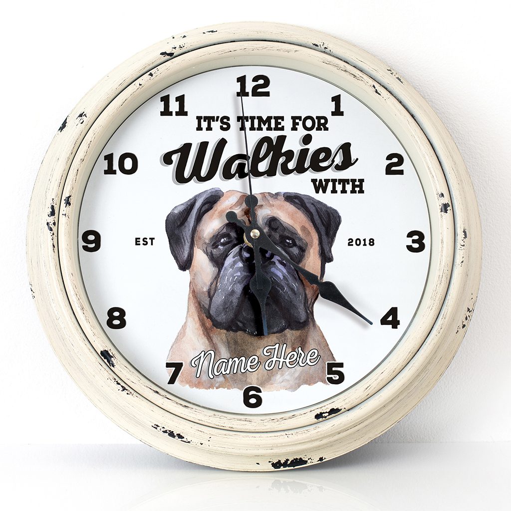 Personalised Bullmastiff Dog Wall Clock Pet Puppy Home Decor Family Gift