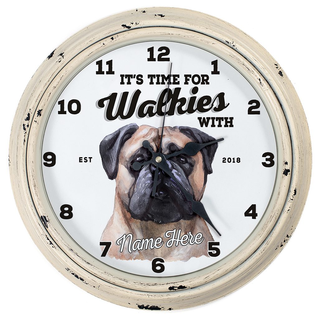 Personalised Bullmastiff Dog Wall Clock Pet Puppy Home Decor Family Gift