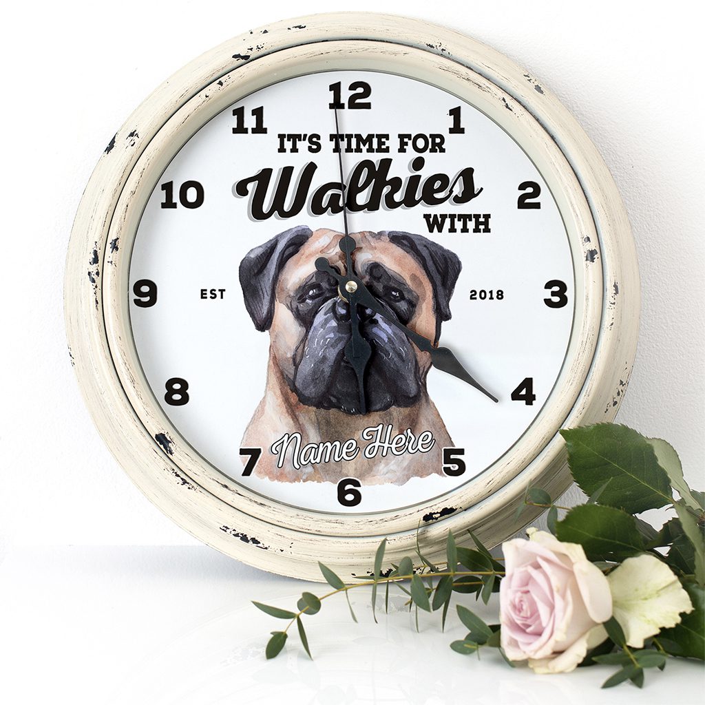 Personalised Bullmastiff Dog Wall Clock Pet Puppy Home Decor Family Gift