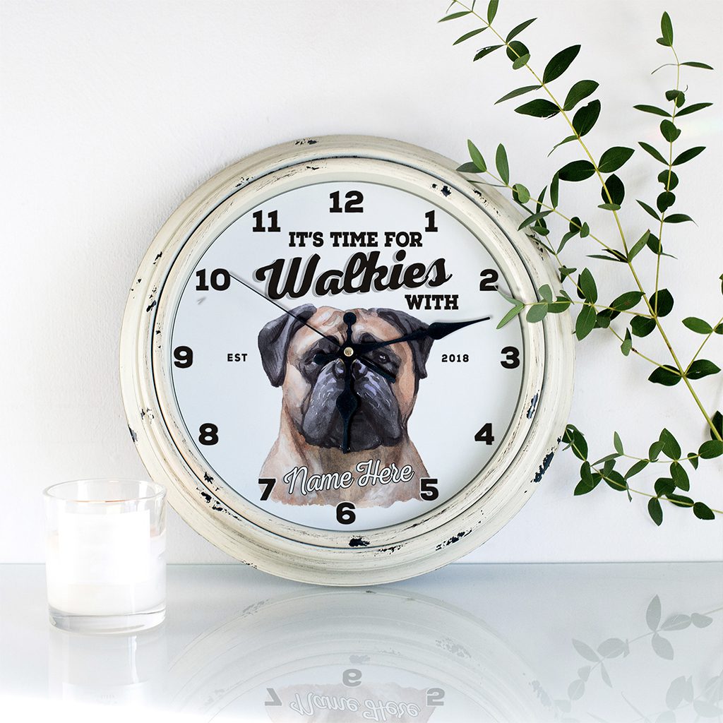 Personalised Bullmastiff Dog Wall Clock Pet Puppy Home Decor Family Gift