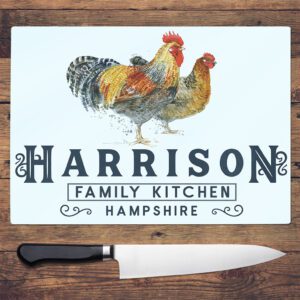 Personalised Chicken Family Chopping Board KCH15