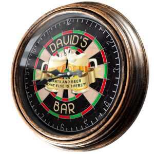 Personalised Darts Bar Game Wall Clock Pub Sign Beer Decor