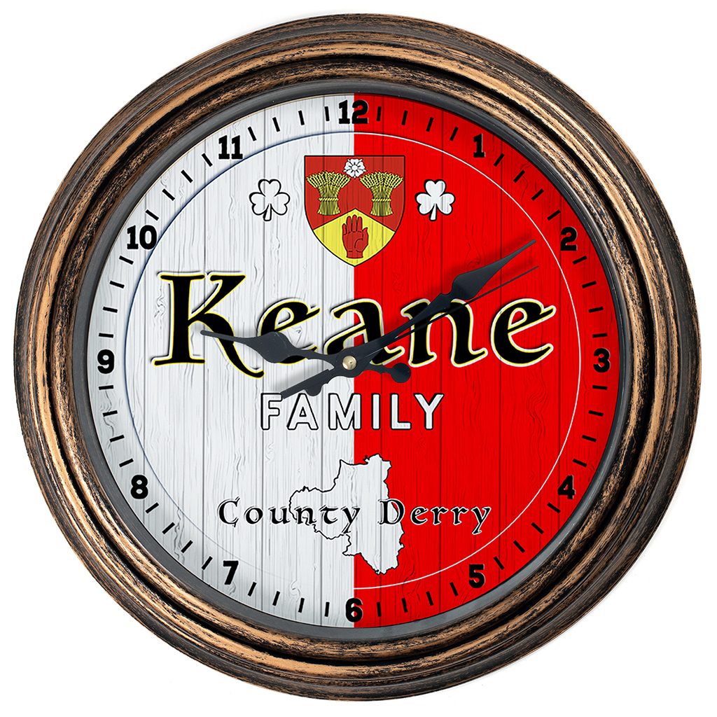 Personalised Irish Wall Clock Derry County Ireland Home Decor Gift