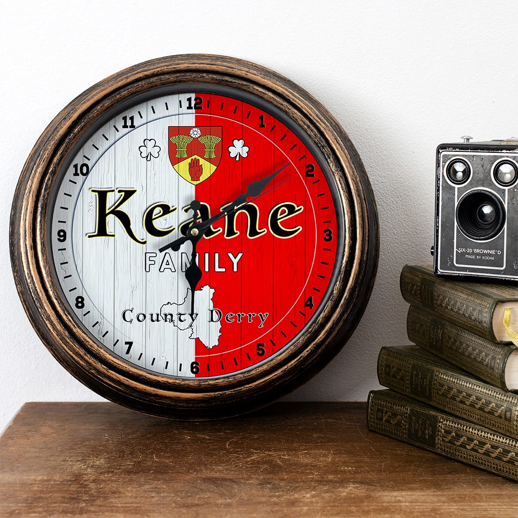 Personalised Irish Wall Clock Derry County Ireland Home Decor Gift