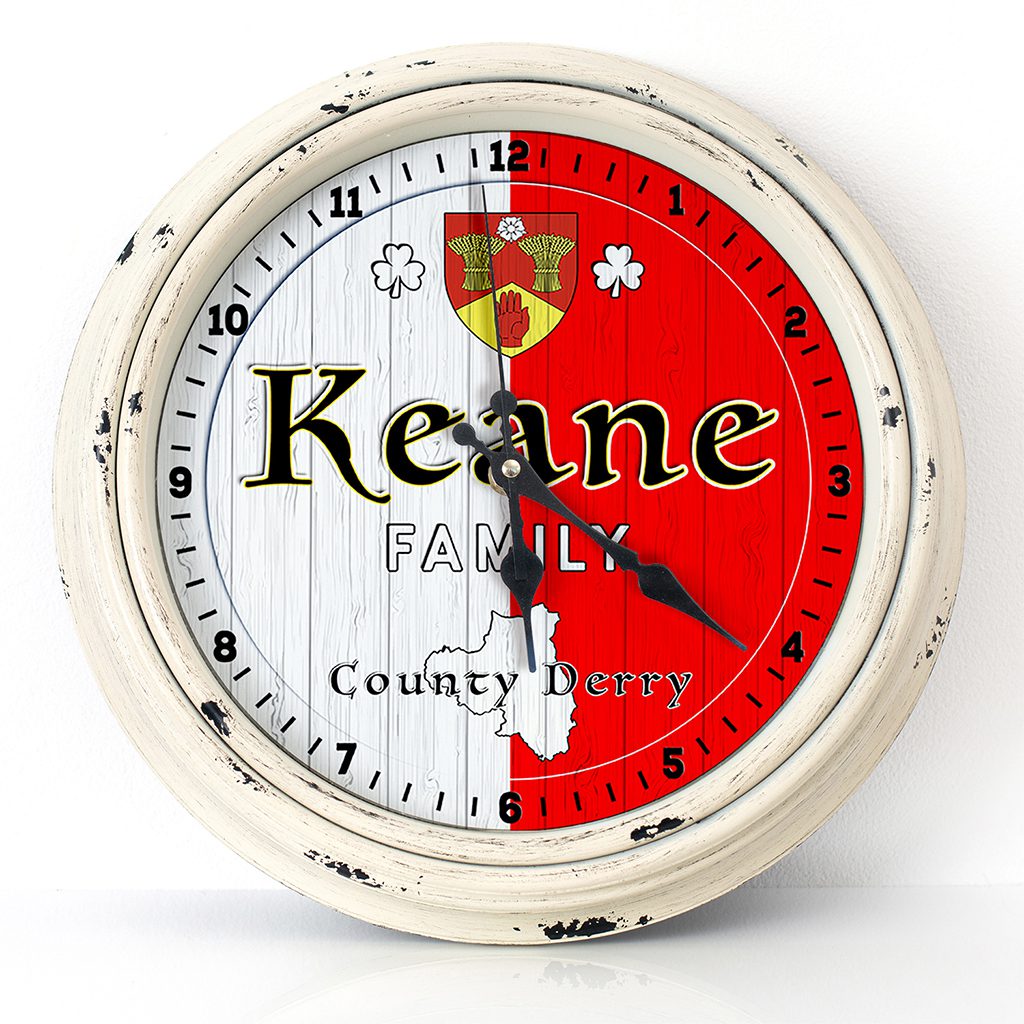 Personalised Irish Wall Clock Derry County Ireland Home Decor Gift
