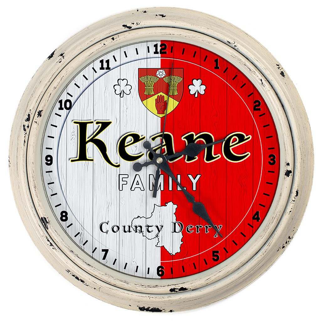 Personalised Irish Wall Clock Derry County Ireland Home Decor Gift