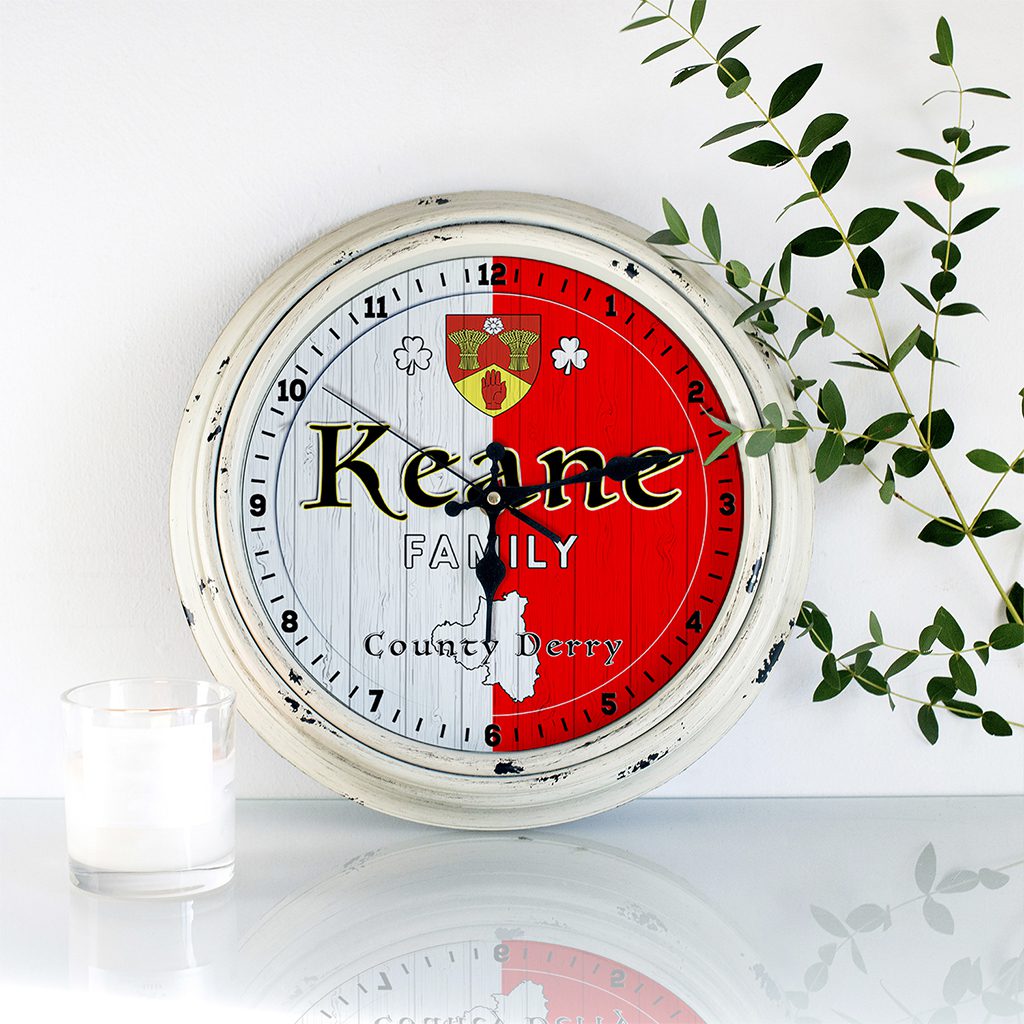 Personalised Irish Wall Clock Derry County Ireland Home Decor Gift