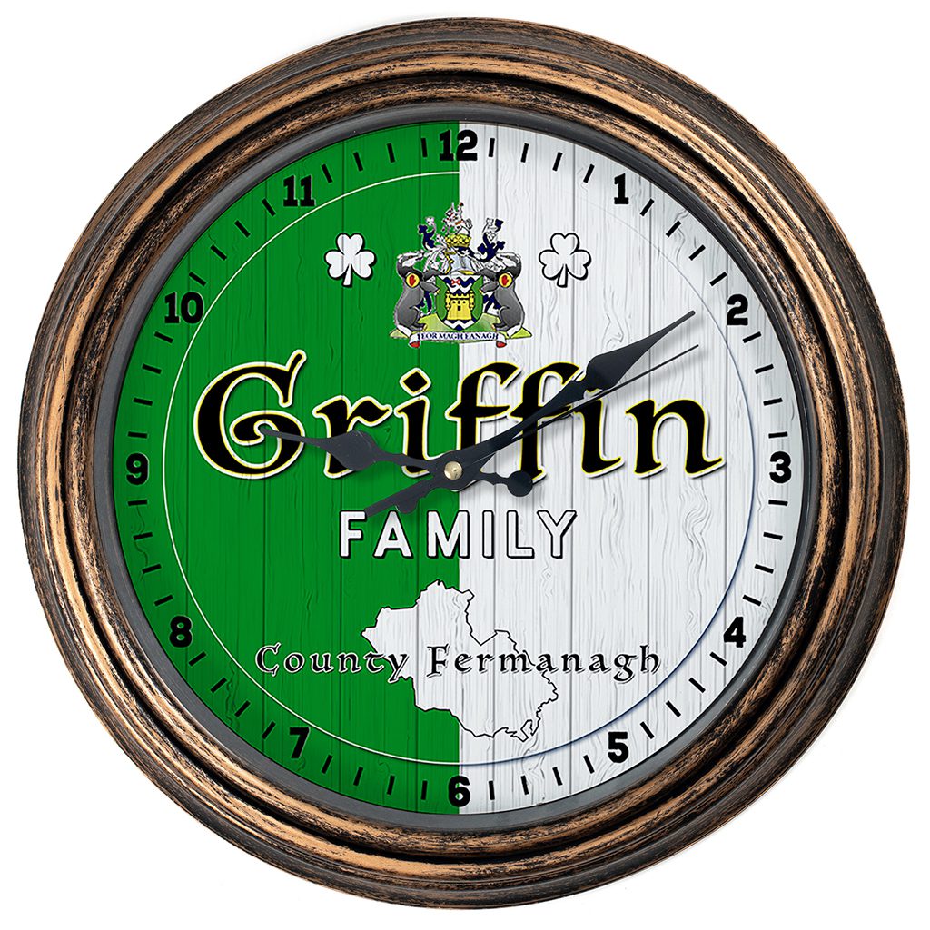 Personalised Irish Wall Clock Fermanagh County Ireland Home Decor Gift