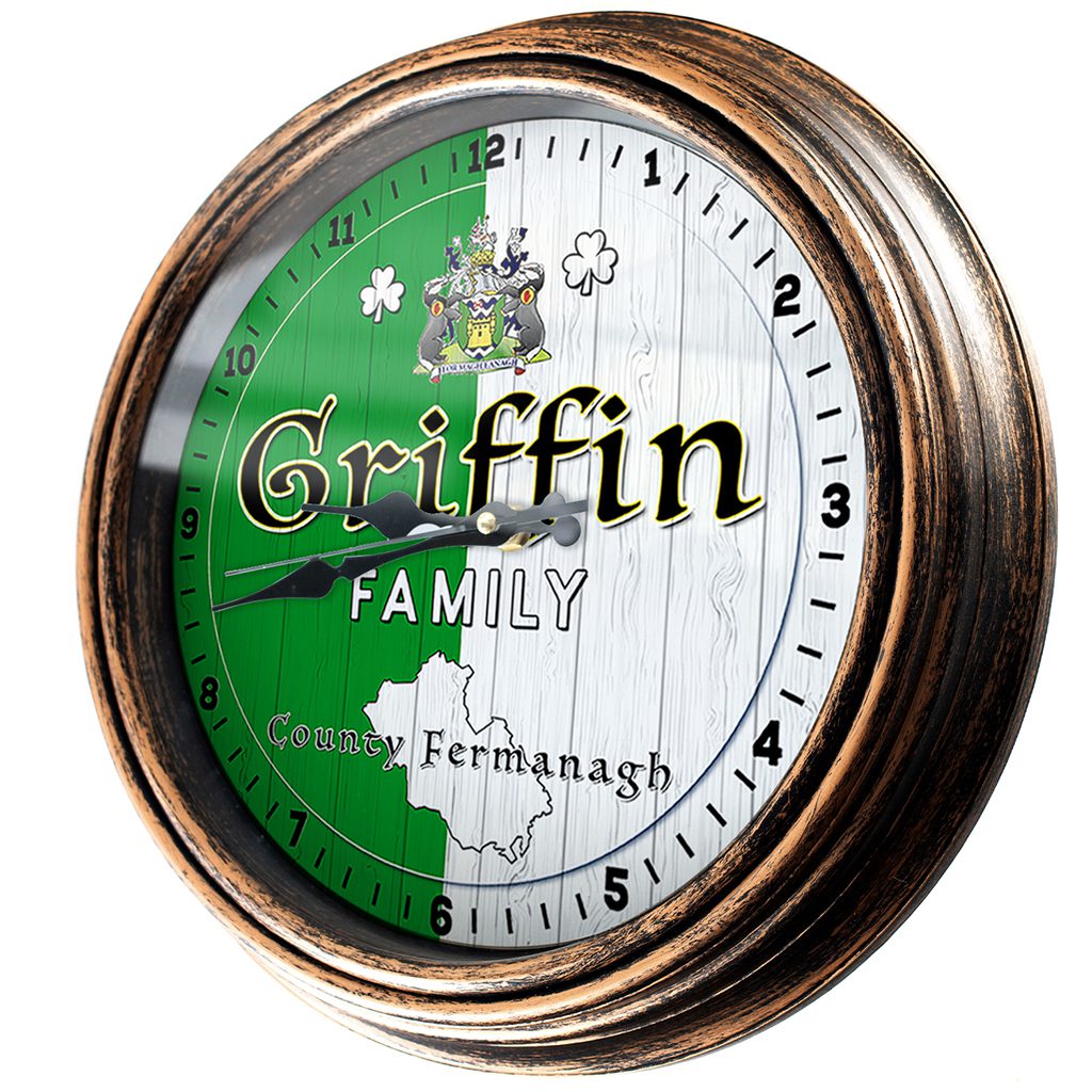 Personalised Irish Wall Clock Fermanagh County Ireland Home Decor Gift