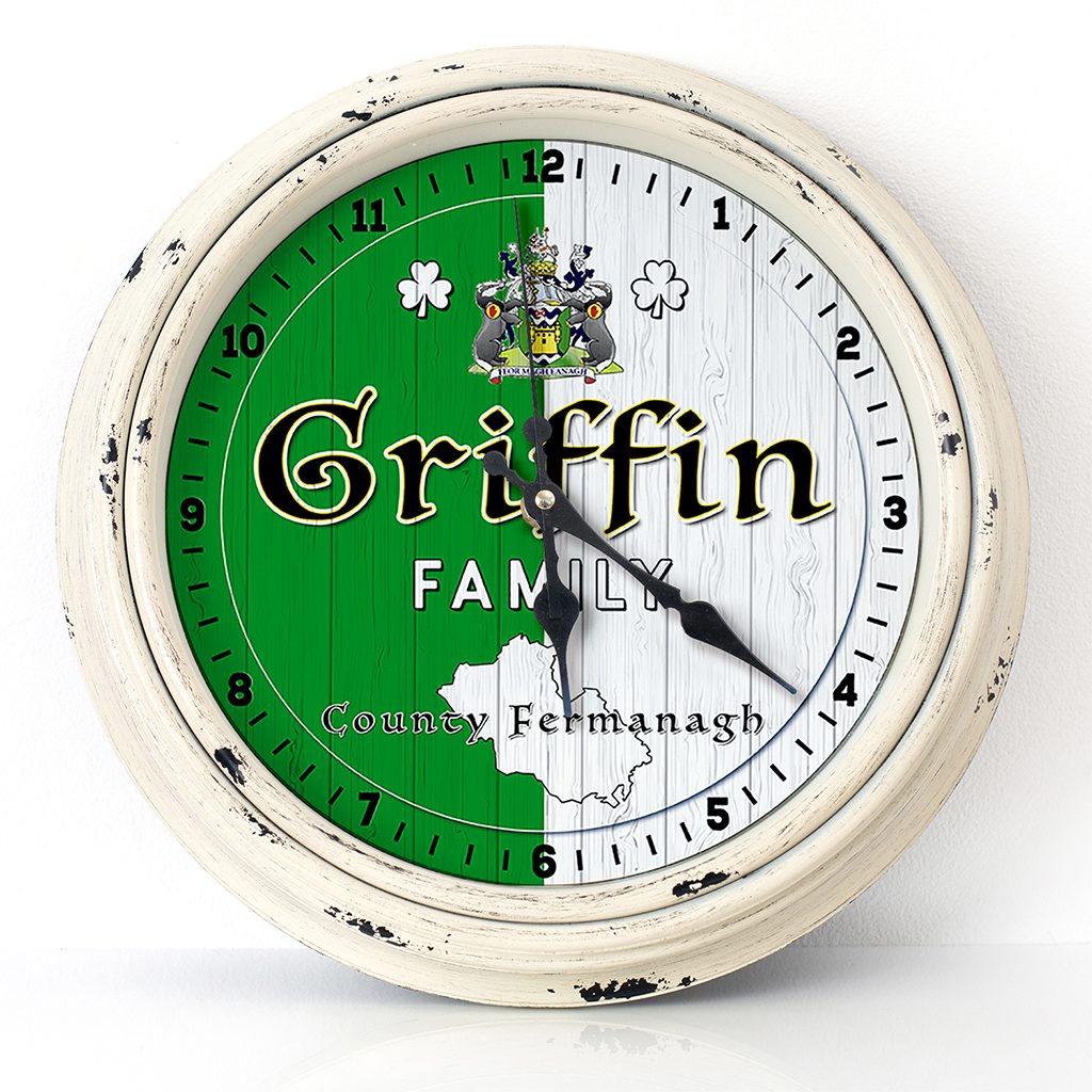 Personalised Irish Wall Clock Fermanagh County Ireland Home Decor Gift