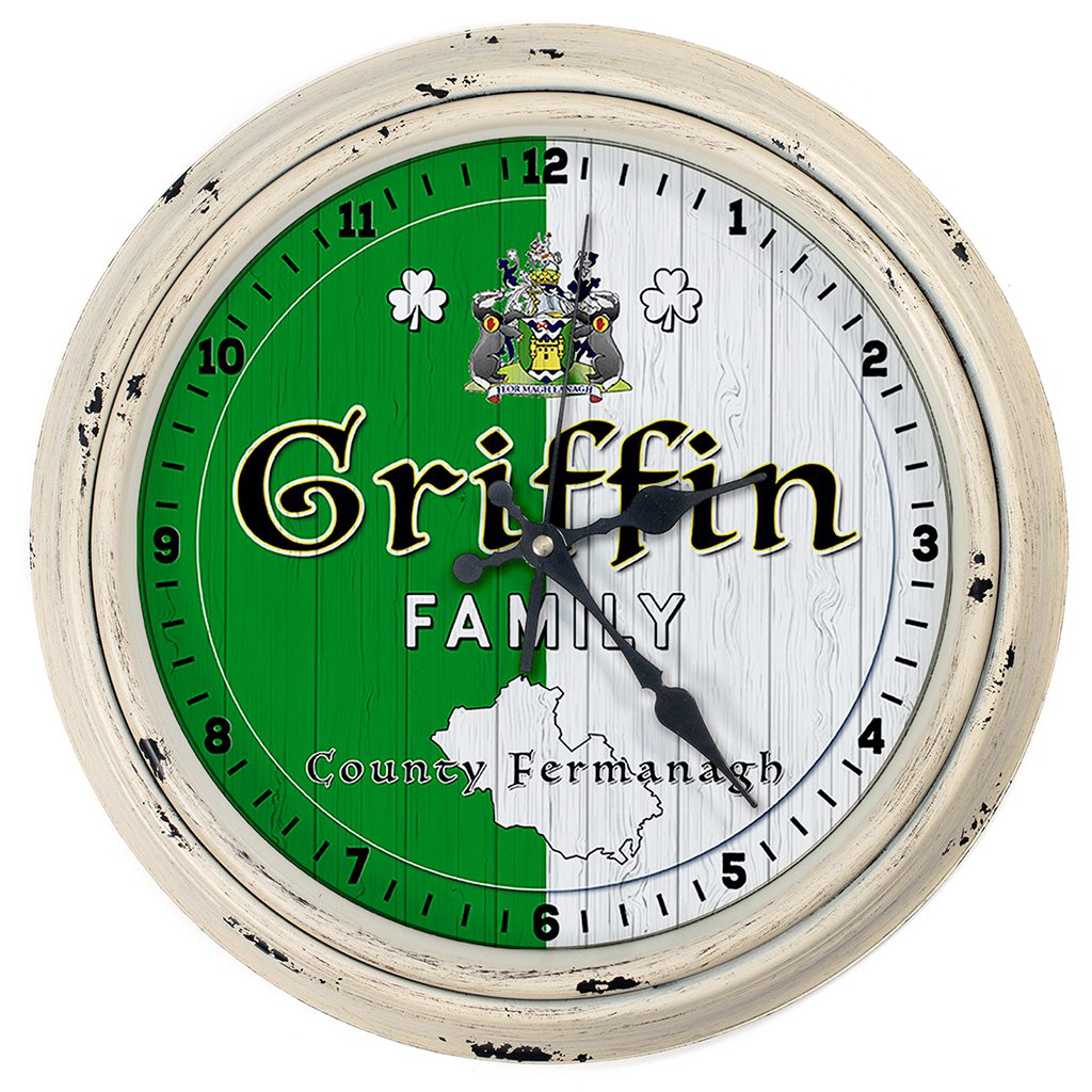 Personalised Irish Wall Clock Fermanagh County Ireland Home Decor Gift