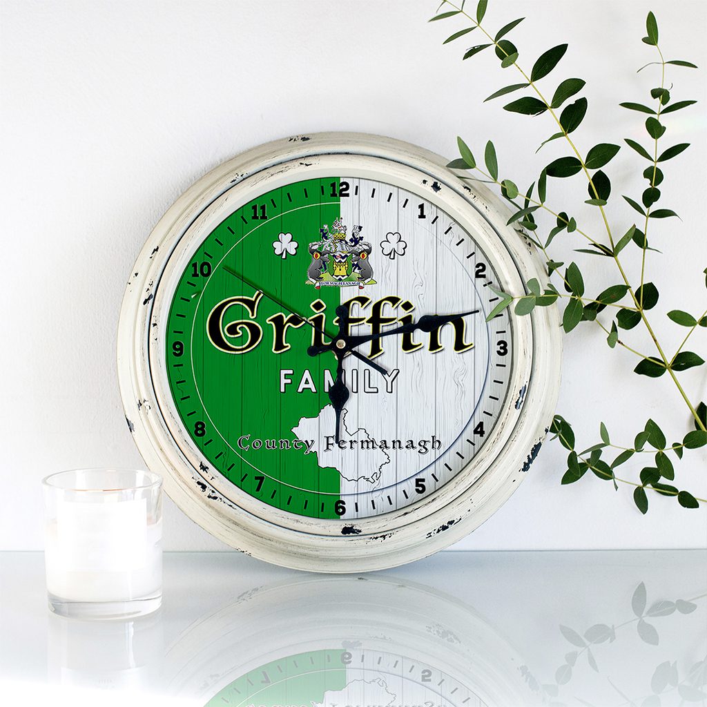 Personalised Irish Wall Clock Fermanagh County Ireland Home Decor Gift