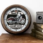 Personalised Motorcycle Wall Clock Harley Davison Road King Biker Gift Motorbike Home Decor