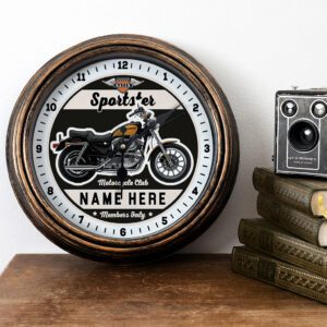 Personalised Motorcycle Wall Clock Harley Davison Sportster Biker Gift Motorbike Home Decor