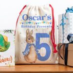 Personalised Boys Peter Rabbit 5th Birthday Present Bag Kids Party Gift Sack