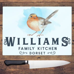 Personalised Robin Family Chopping Board KCH33