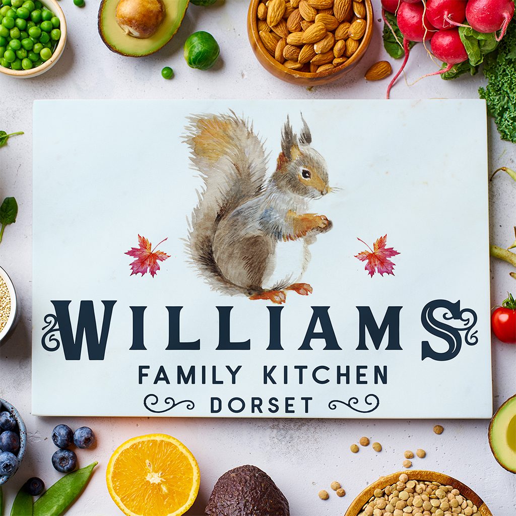 Personalised Squirrel Family Chopping Board KCH34 - Image 4