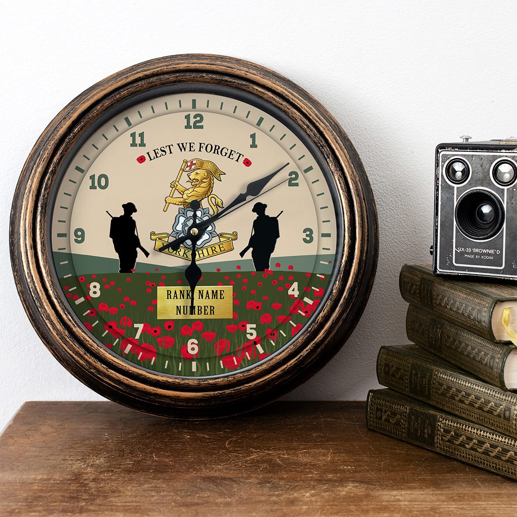 Personalised Yorkshire Regiment Military Wall Clock Veteran Home Decor Army Gift