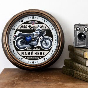 Personalised Motorcycle Wall Clock BSA A50 Royal Star Biker Gift Motorbike Home Decor