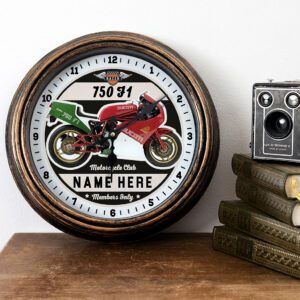 Personalised Motorcycle Wall Clock Ducati 750 F1 Biker Gift Motorbike Home Decor