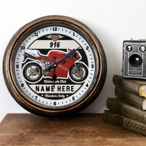 Personalised Motorcycle Wall Clock Ducati 916 Biker Gift Motorbike Home Decor