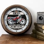 Personalised Motorcycle Wall Clock Honda CB250 Biker Gift Motorbike Home Decor