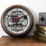 Personalised Motorcycle Wall Clock Norton 650 Commando Sport Biker Gift Motorbike Home Decor
