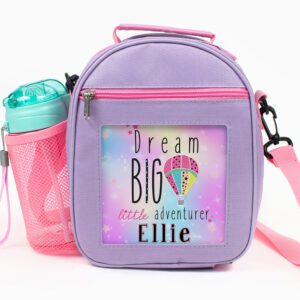 Personalised Dream Quote Purple Kids Lunch Bag PL12