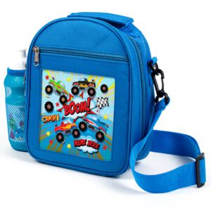 Personalised Monster Truck Blue Kids Lunch Bag KS88