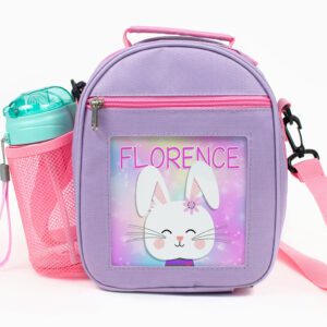 Personalised Bunny Rabbit Purple Kids Lunch Bag KKP37
