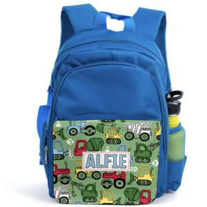 Personalised Digger Kids Blue Backpack KK31
