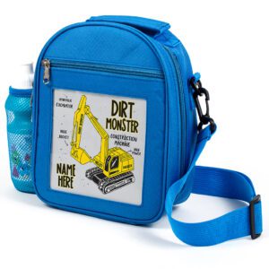 Personalised Digger Blue Kids Lunch Bag KS246