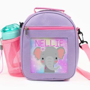 Personalised Elephant Purple Kids Lunch Bag KKP39