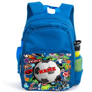 Personalised Football Smash Kids Blue Backpack KS187