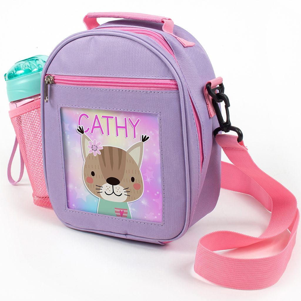 Personalised Kitten Purple Kids Lunch Bag KKP38 - Image 6