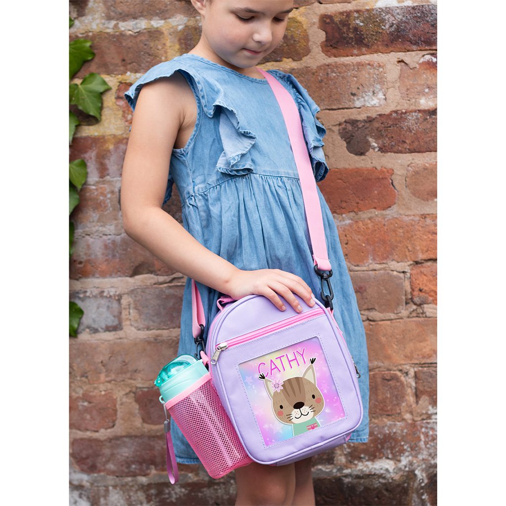 Personalised Kitten Purple Kids Lunch Bag KKP38 - Image 2
