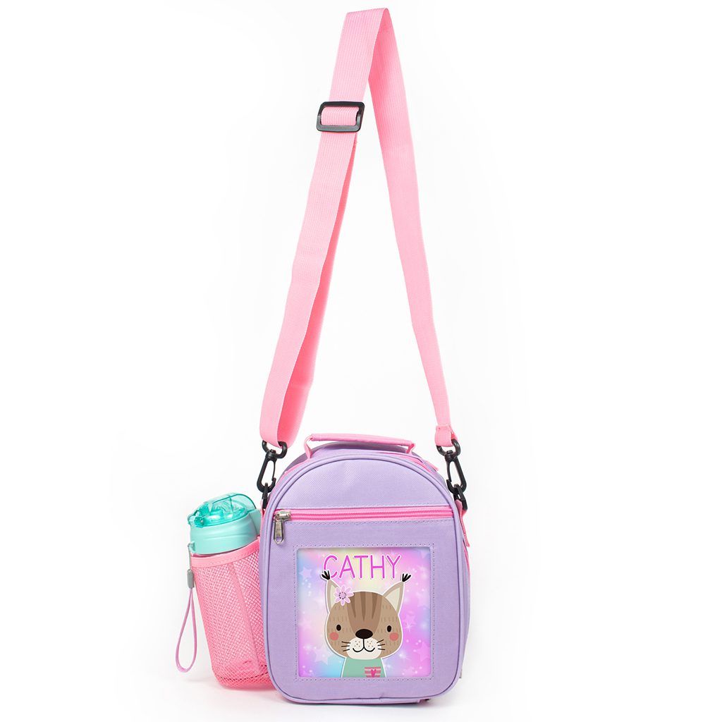 Personalised Kitten Purple Kids Lunch Bag KKP38 - Image 4