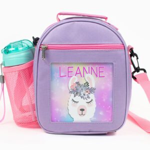 Personalised Llama Purple Kids Lunch Bag KKP47