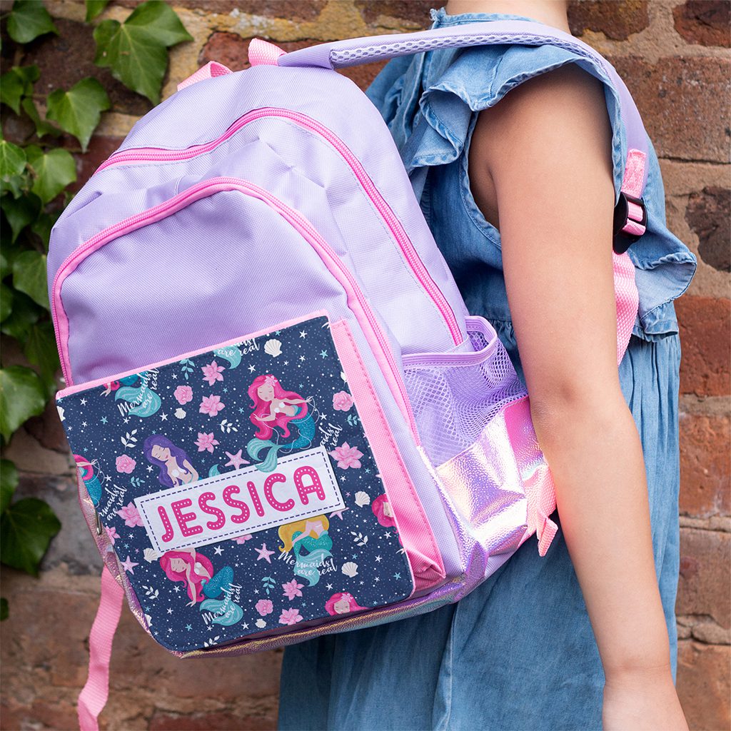Personalised Mermaid Purple Kids Backpack PL03 - Image 2