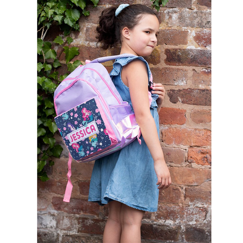 Personalised Mermaid Purple Kids Backpack PL03 - Image 5