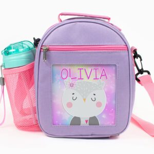 Personalised Owl Purple Kids Lunch Bag KKP45