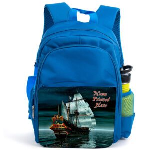 Personalised Pirate Ship Kids Blue Backpack ST834
