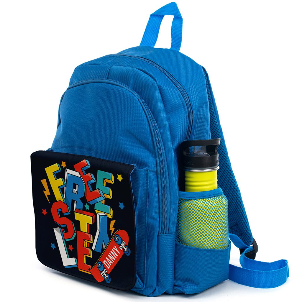 Personalised Skateboard Freestyle Kids Blue Backpack KS250 - Image 2