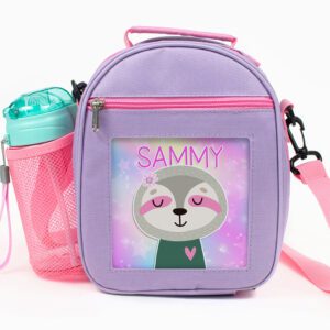Personalised Sloth Purple Kids Lunch Bag KKP44
