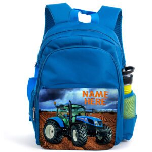 Personalised New Holland Tractor Kids Blue Backpack NST001